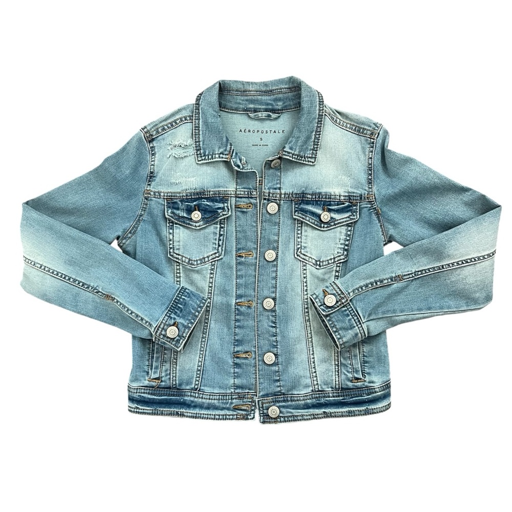 Aéropostale, Stretchy, Distressed Denim-Like Jacket, Size Small